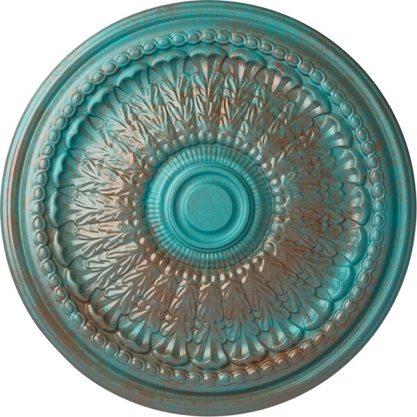 Ekena Millwork Brunswick Ceiling Medallion (Fits Canopies up to 4 1/2"), 27"OD x 2 1/2"P, Copper Green Patina CM27BRCGS - main